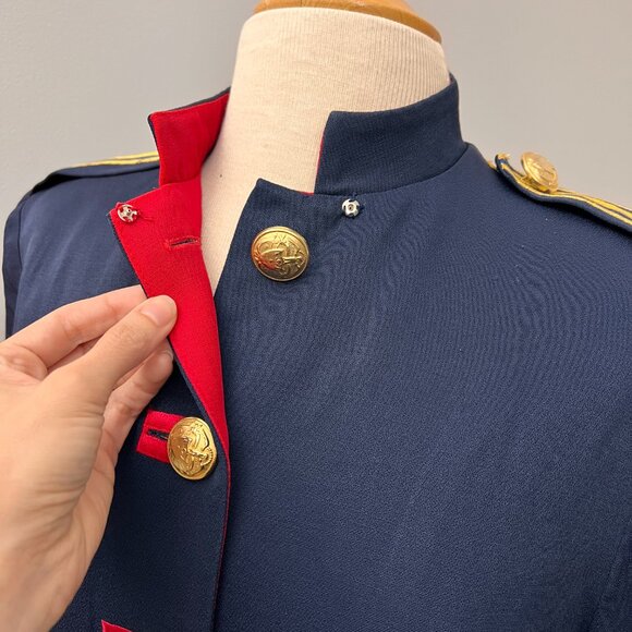 Vintage 1980s Lillie Rubin Military Navy Style Nautical Jacket with Gold Buttons - Picture 2 of 13